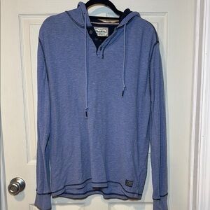 Flag & Anthem Men’s Long Sleeve Henley with Hood in Blue Size Large